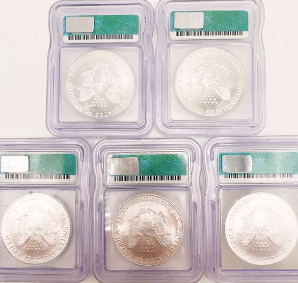 5 MS69 ASE silver coins