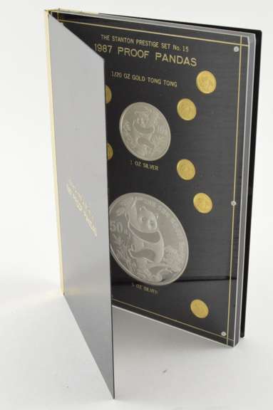 1987 Stanton Prestige No. 15 PF Pandas 12 Coin Gold & Silver Set Case