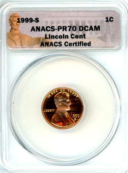 1999-S Lincoln Memorial Cent in ANACS PR70 DCAM