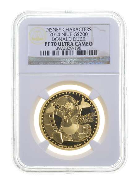 PF70 UCAM 2014 Niue 200 Dollars Gold Coin Donald Duck Disney NGC