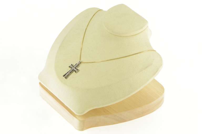 10K White Gold 0.60 Ctw Black & White Diamond Cross Pendant