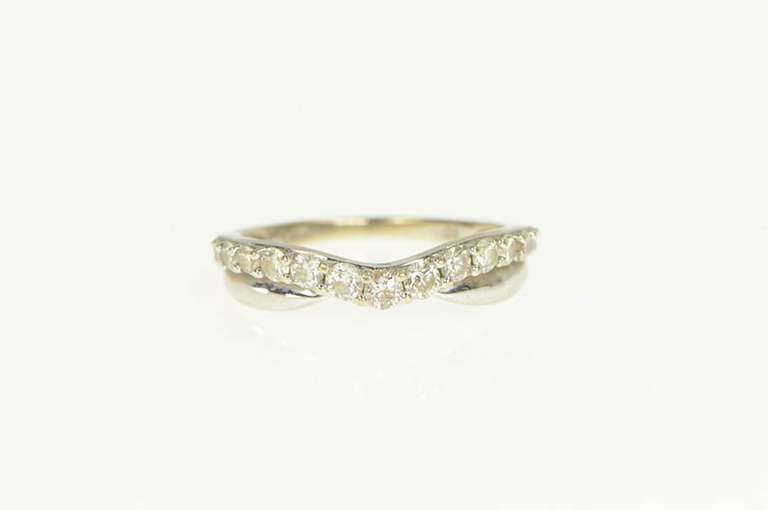 14K White Gold 0.42 Ctw Diamond Curved Layered Look Wedding Ring