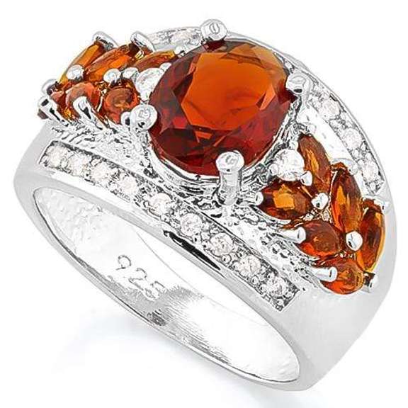CREATED GARNET SILVER RING