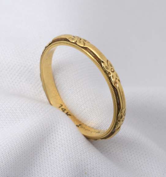 Stackable 14k Band with Design