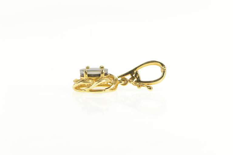 14K Yellow Gold Oval Ammolite Doublet Vintage Statement Pendant