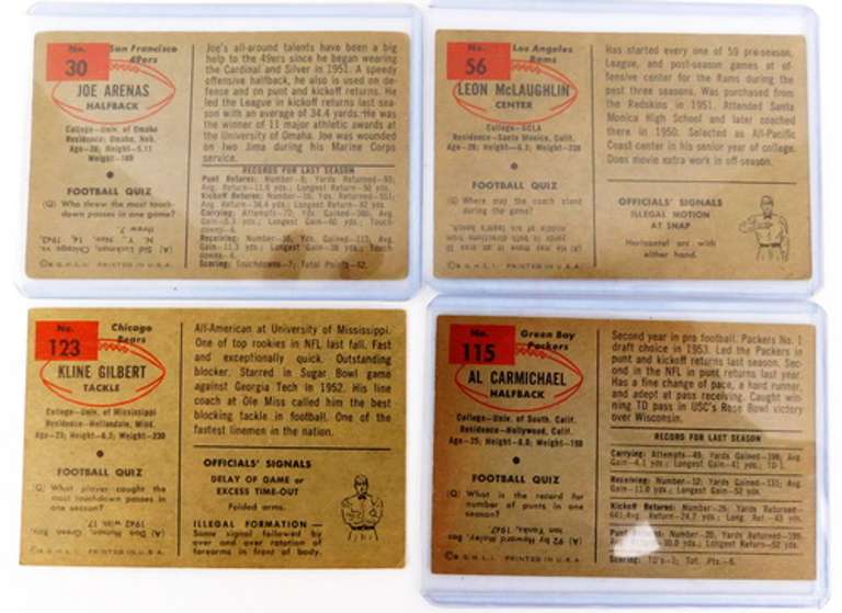 4 Bowman 1954 Football Cards