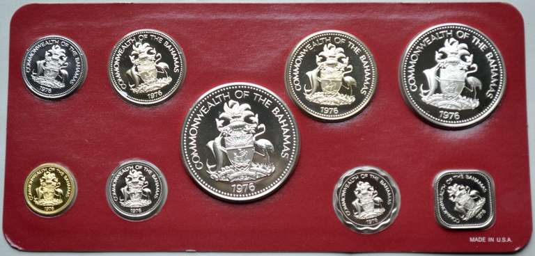 Gem Proof 9 Coin 1976 Bahamas Proof Set