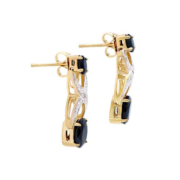 Plated 18KT Yellow Gold 4.12cts Sapphire and Diamond Earrings