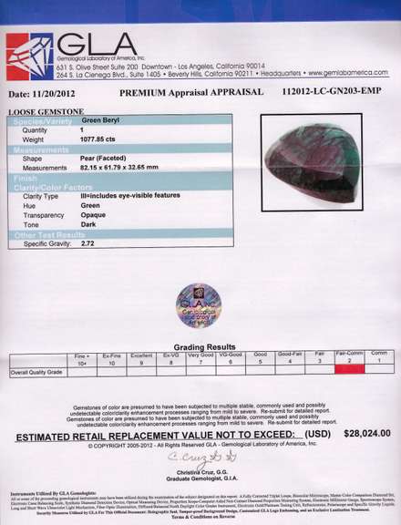 Magnificent Colossal 1077.85CTS Natural Emerald Gemstone