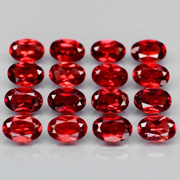 Set of 16 top red VS Garnets weighing 9.23 carats