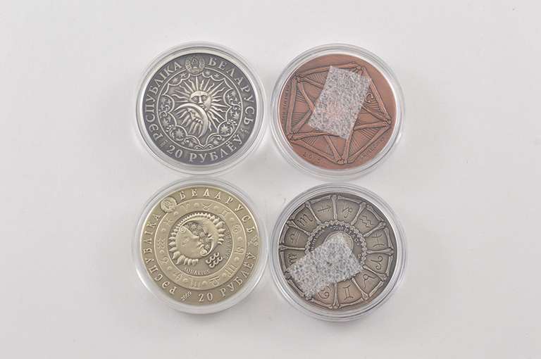 2 Belarus .925 Silver Coin & 2 Memento Mori Silver & Copper Rounds Set