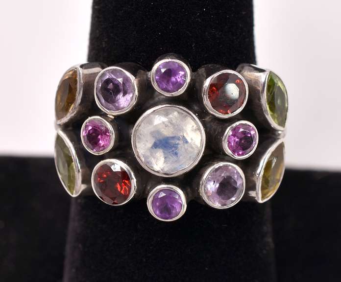 Sterling Silver Ring With Simulated Stones