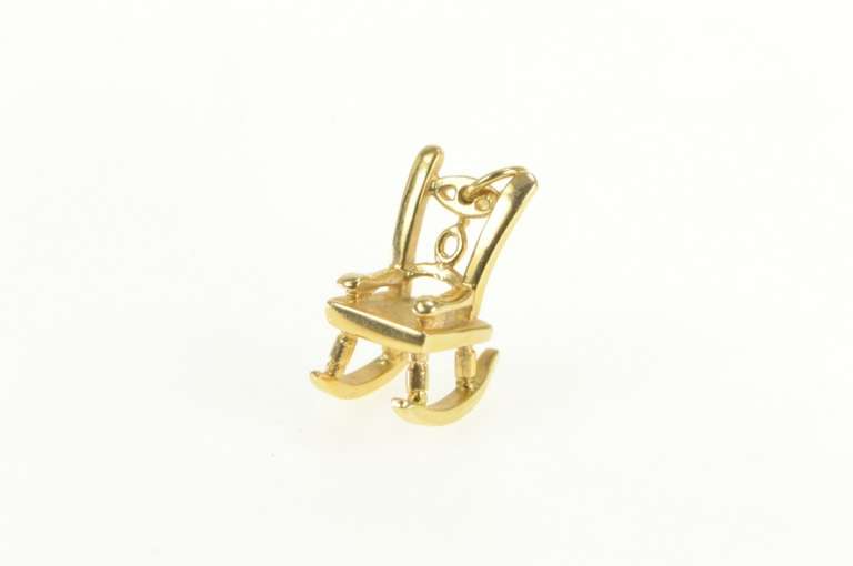 14K Yellow Gold 3D Rocking Chair Relaxation Symbol Charm/Pendant