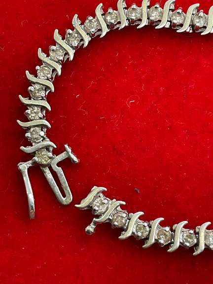 14K WHITE GOLD AND DIAMOND S LINK TENNIS BRACELET