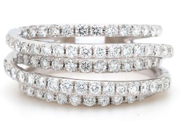 New 1.22ctw Diamond Five Row Ring in 14K White Gold