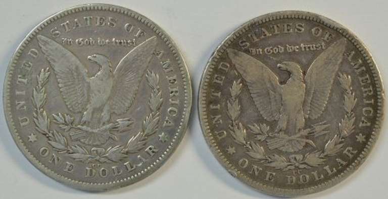Scarce 1878-CC & 1890-CC Morgan Silver Dollar. Circs