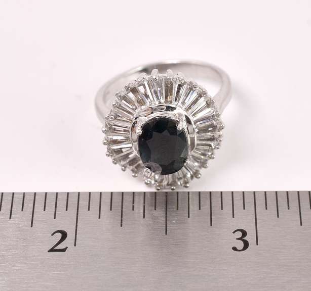 sterling Silver Ring With Black Gemstone And CZ