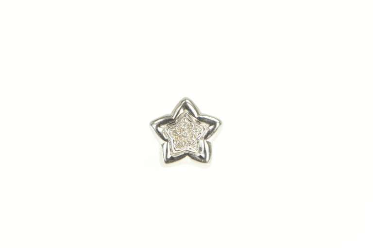 14K White Gold Pave Diamond Cluster Star Single Stud Earring