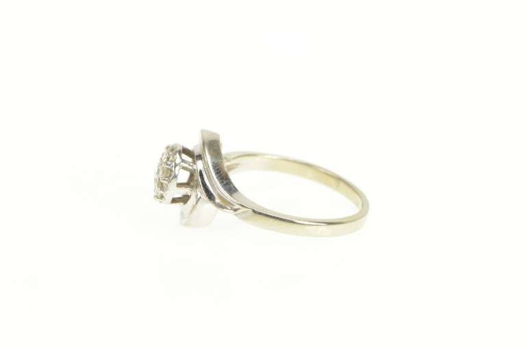 14K White Gold 0.21 Ctw Round Diamond Cluster Vintage Ring