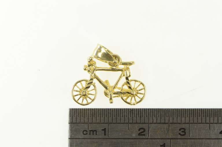 14K Yellow Gold 3D Diamond Cut Bicycle Bike Travel Charm/Pendant