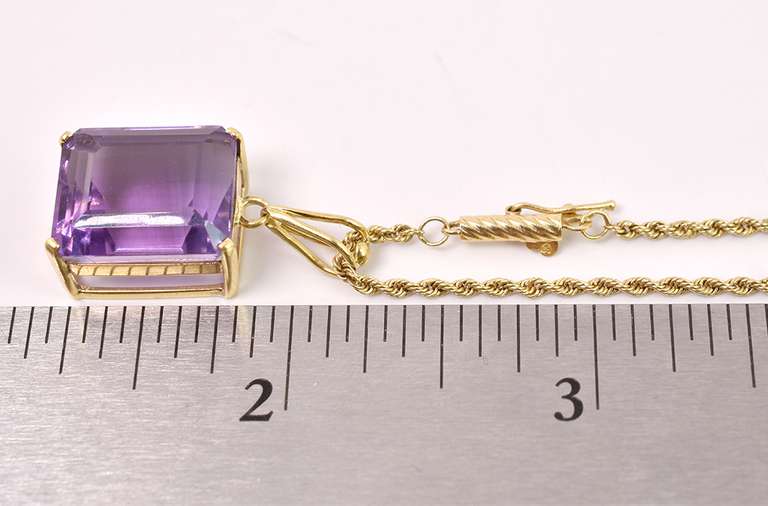 Sensational Amethyst Pendant Necklace in 14K Yellow Gold