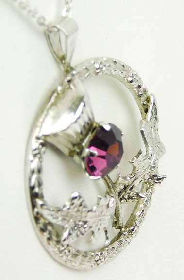 Vintage Sterling Thistle Pendant & Chain