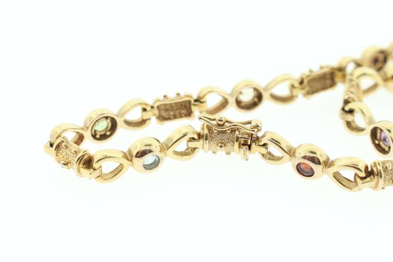 14kt Solid Yellow Gold Bracelet with Gemstones