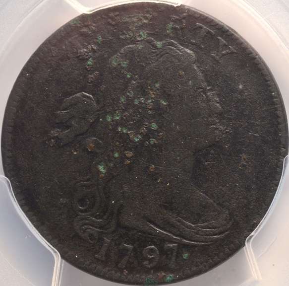 1797 Draped Bust Large Cent PCGS Genuine Exc. Corrosion-F Detail Rev Of 1795, Plain Edge