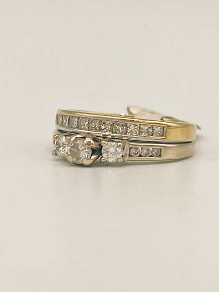 14kt Solid White Gold & Diamond Wedding Ring Set
