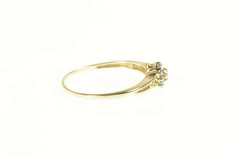 10K Yellow Gold Tanzanite Flower Diamond Cluster Statement Ring