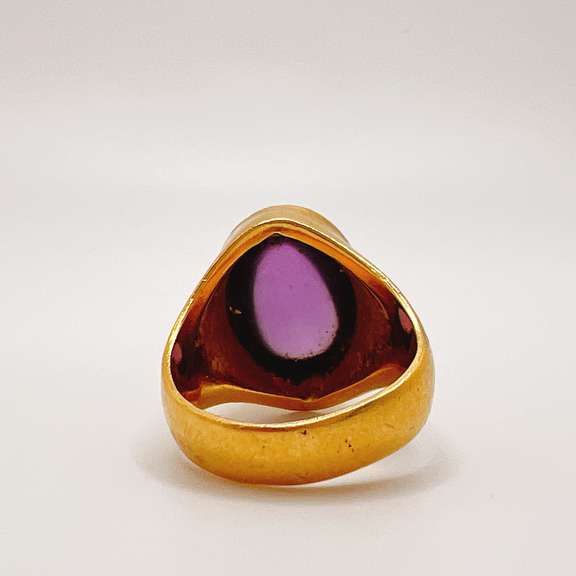 21kt Solid Yellow Gold & Amethyst Cocktail Ring