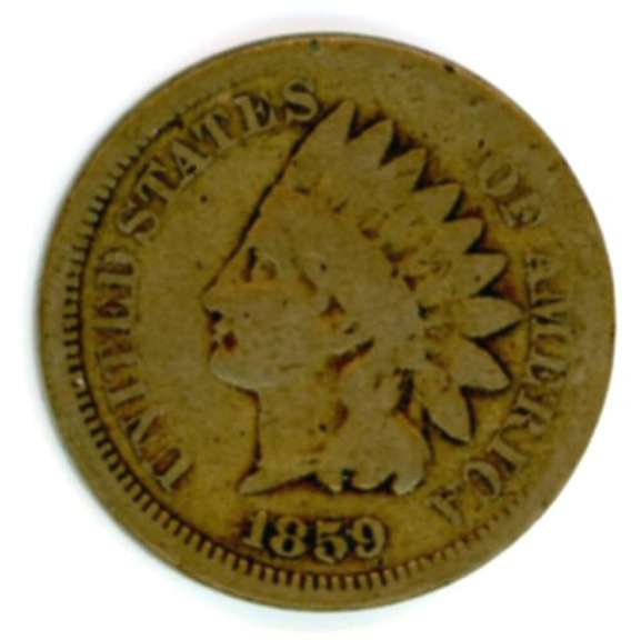 1859 No Shield Indian Head Cent