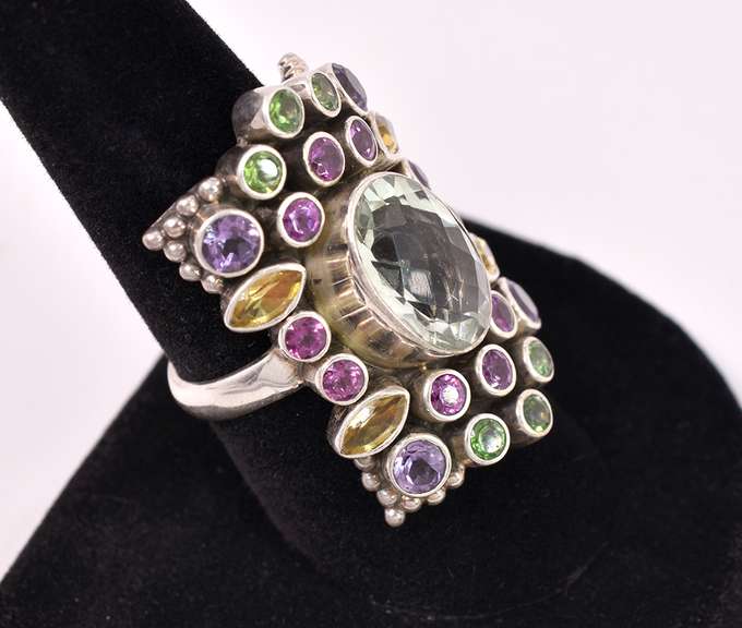 Sterling Silver Ring With Lab Enhanced Stones