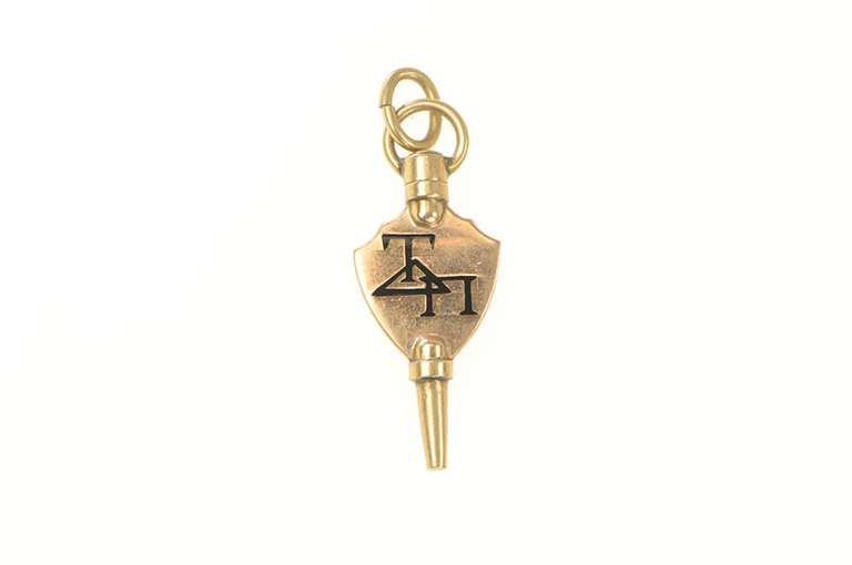 10K Yellow Gold Victorian Tau Delta Pi Enamel Fraternity Charm/Pendant