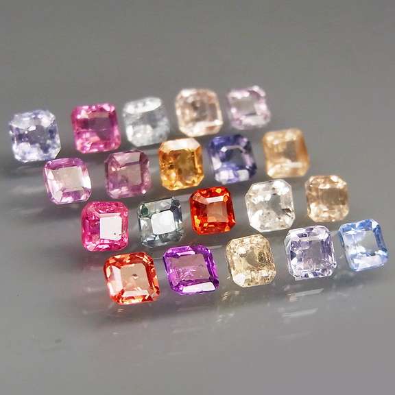 Glittering UNHEATED 20 piece 4.80ct fancy color Sapphire set