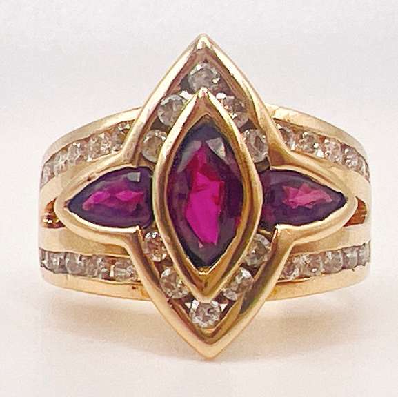 14kt Solid Yellow Gold, Ruby, & Diamond Ring