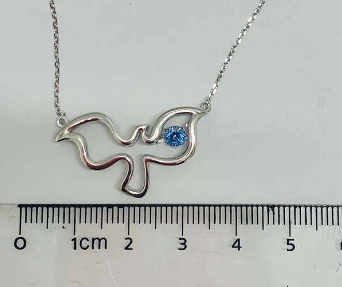 Sterling silver & Blue Center Dancing Stone Dove Pendant