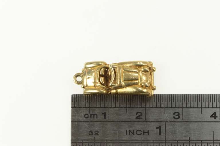 14K Yellow Gold 1960's 3D Articulated Car Convertible Charm/Pendant