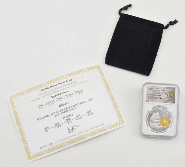 PF70UCAM 2018 Gilt China 1 Oz Silver 1st Day Show Release NGC Bag/COA
