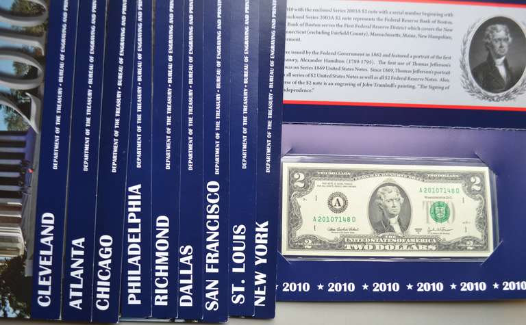 Complete 2010 $2 Fed Reserve District Set