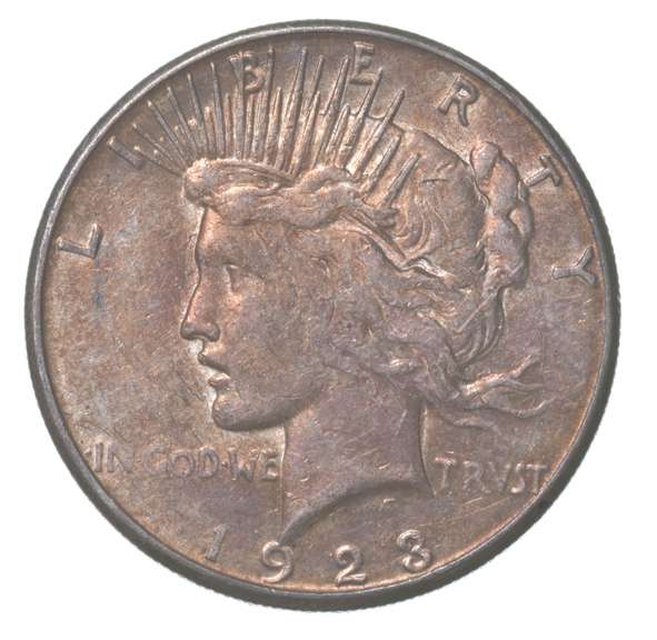 1923-S Peace Silver Dollar Interesting Copper Toning