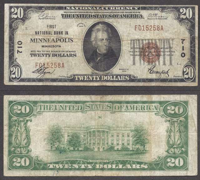 $20 1929 NBN Minneapolis MN VF