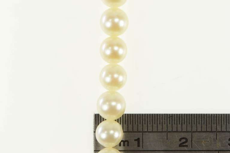 14K Yellow Gold 5.9mm Pearl Classic Simple Vintage Necklace