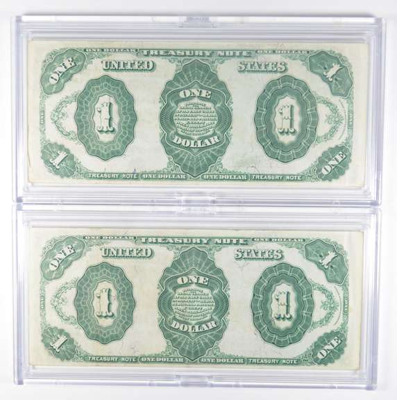 Lot (2) 1891 $1 Treasury Large Size Notes - Consecutive