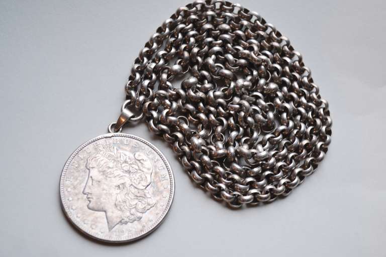 1921 S Morgan Dollar on a Sterling Chain