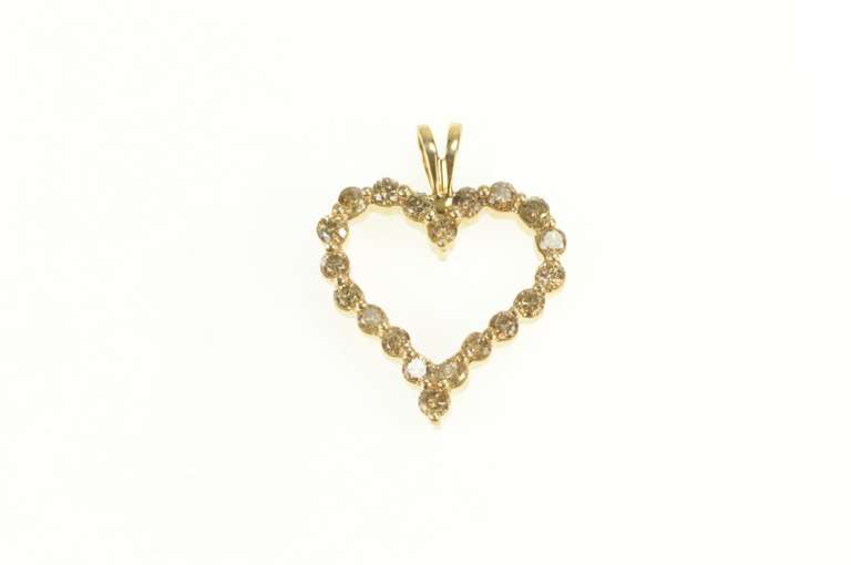10K Yellow Gold 0.80 Ctw Champagne Diamond Heart Love Pendant