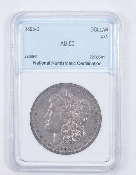 AU50 1893-S Morgan Silver Dollar - Graded NNC