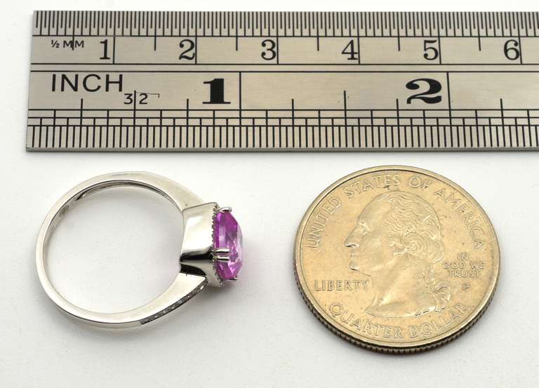 Classy Pink Sapphire & Diamond Ring in 14K WG