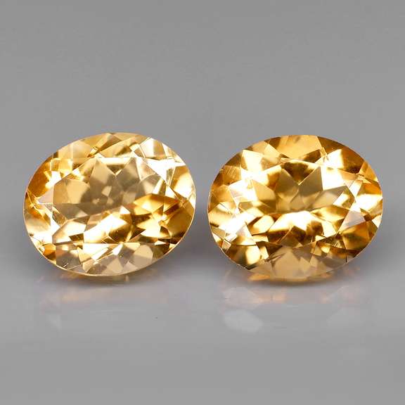 High fire 7.03ct golden yellow Citrine pair