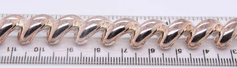 Italian Vintage 925 Sterling Silver Signed Wavy Bracelet